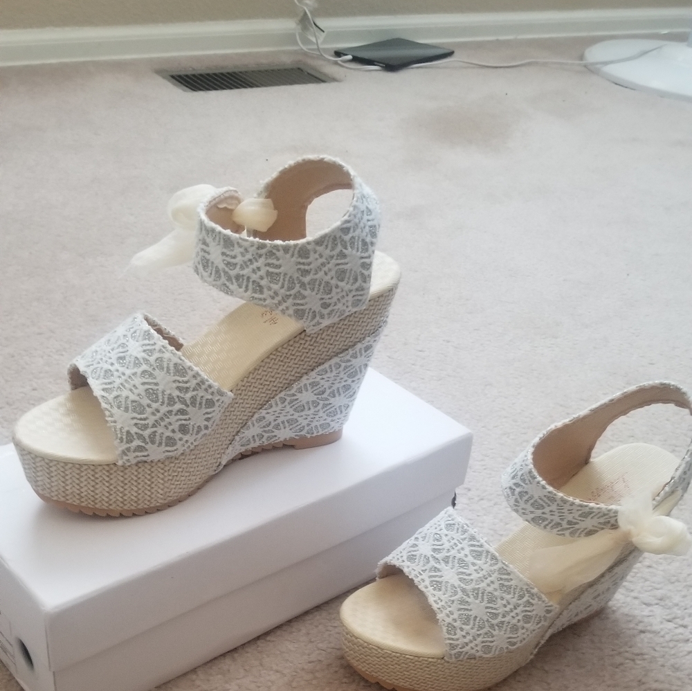 Never Worn Silver Bells Wedge Sandals